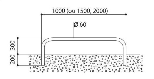 21535 - Arceau de bordure en acier galvanisé ou peint - Ø60 mm - Longueur 1000 à 2000 mm - Hauteur 500 mm_2