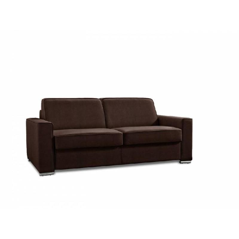 Canapé convertible express PREMIUM 120 cm - Sommier à lattes RENATONISI - Matelas BULTEX - Microfibre marron_2