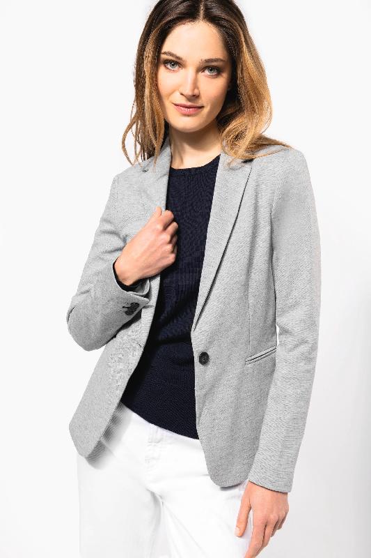 Veste maille femme - Réf: K6133 - Doublure polycoton et taffetas polyester - Boutons contrastés - Marque Kariban_2