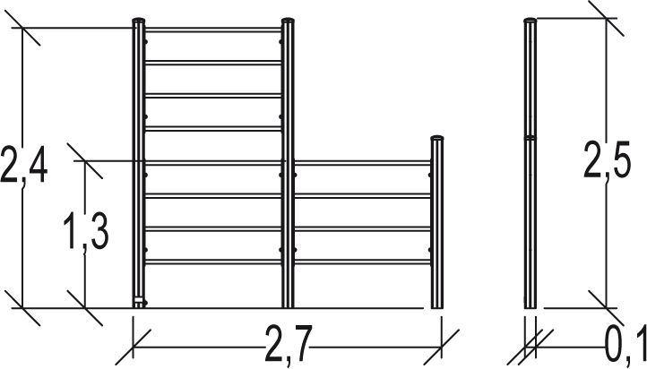 Espalier double Senior - Proludic - JPS11-S-M - 0,10 m de profondeur - Parcours santé métal - Accessible dès 14 ans_2