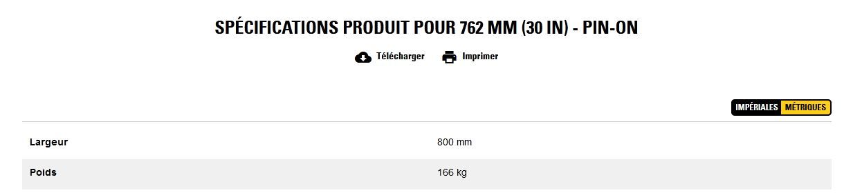 Godet d'excavation extra-robuste - caterpillar finance france - 762 mm (30 in) - pin-on - poids 166 kg_2