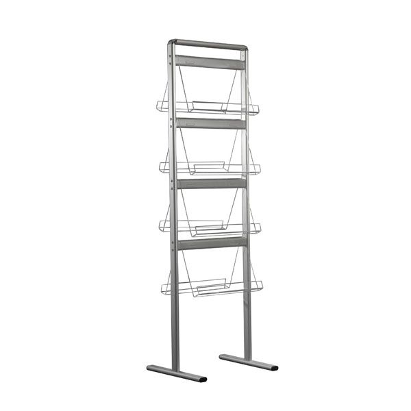 Présentoir brochures double-faces Design Metallic® - Mobile sur roulettes, 16 visuels A4 - Réf : 215302_2