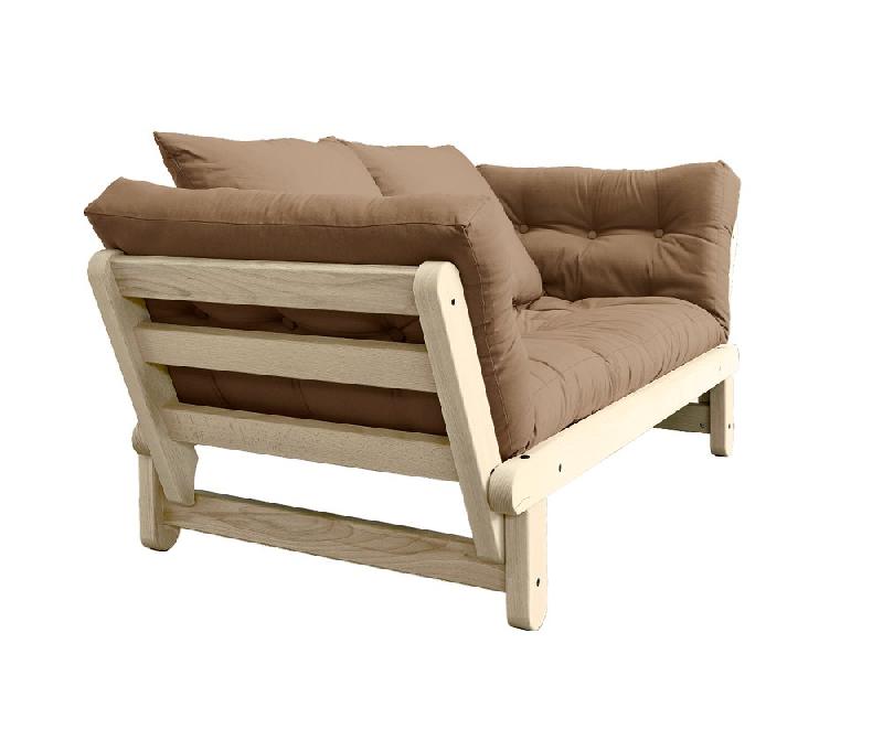 Banquette méridienne futon Beat - Pin naturel - Tissu coloris mocca - Couchage 75x200 cm - Marque Karup_2