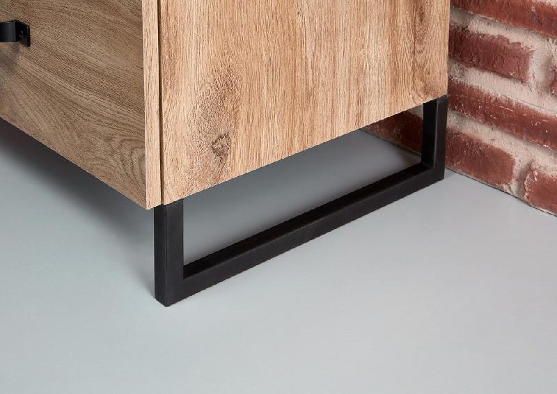 Commode buffet PORTLAND - 5 tiroirs, 2 portes, style industriel - Chêne poutre et métal - L139 cm_2
