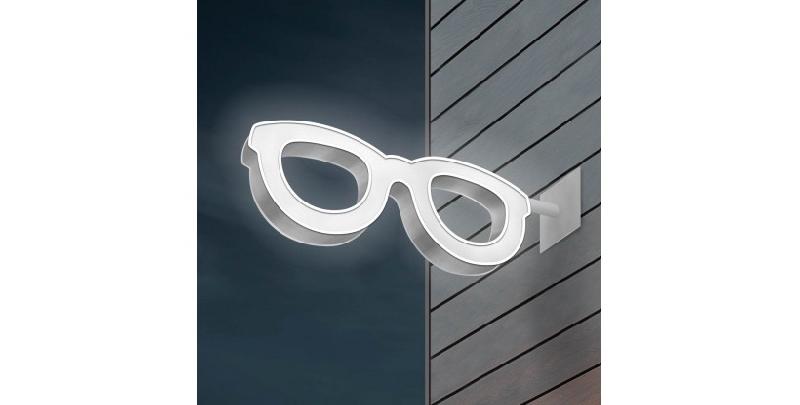 Enseigne drapeau opticien - lunettes géantes en acier avec LED - 120 cm et 80 cm_2