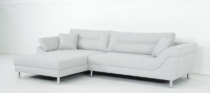 Canapé d'angle fixe gauche Tipix - Tissu Bergamo gris clair avec méridienne réversible et manchette relevable_2