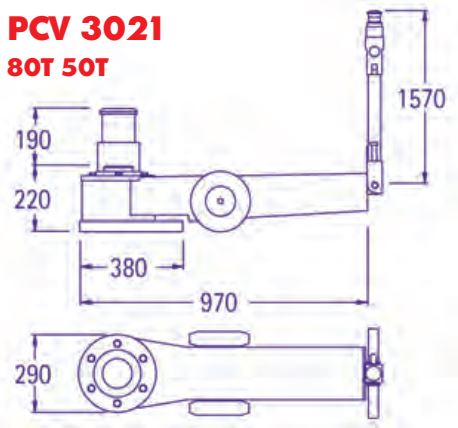 Cric hydropneumatique classique, 2 pistons 80t/50t - pasquin - pcv 3021_2