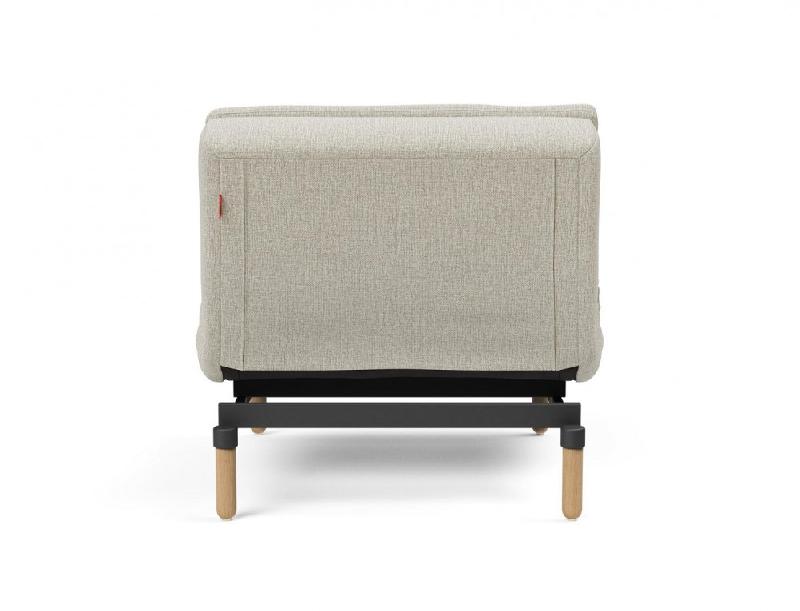Fauteuil design Dublexo Stem convertible - Lit 90x115 cm - Pieds obus en chêne naturel - Tissu Mixed Dance Natural_2