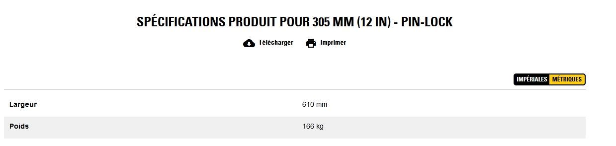 Godet d'excavation grande capacité - caterpillar finance france - 305 mm (12 in) - pin-lock - poids 166 kg_2