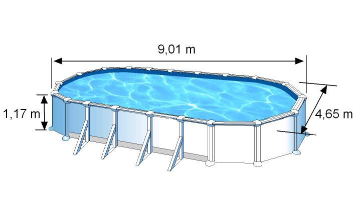 Piscine ovale acier 9,20m x 5,05m x h: 1,32m - filtration à sable - renforts apparents_2