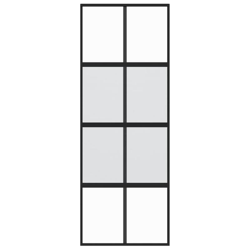 Vidaxl porte coulissante noir 76x205 cm verre trempé aluminium 155222_2