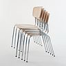 117.42 - Chaises empilables Meubles Gaille SA - empilement par 10 pièces - structure chromée et assise bois contreplaqué_2