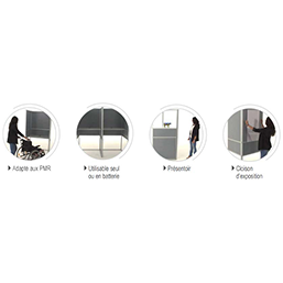 Isoloir aluminium pliant et léger - Profils anti-chocs - Rideaux M1 - Dimensions compactes_2