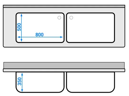 Plonge inox avec 2 grands bacs sur meuble - 2 portes coulissantes - l200 x p70 cm_2