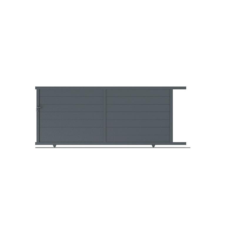 Portail coulissant aluminium Paris - design chic - gris anthracite RAL 7016_2