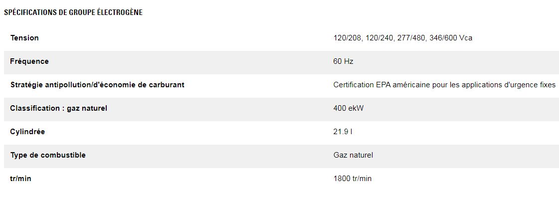 Dg400 gc (triphasé) groupes électrogènes industriel à gaz - caterpillar -  classification gaz naturel 400 kw_2