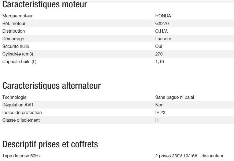 Power HX 4000 C - Groupe électrogène Kohler - Gamme INTENS - Puissance max 3,70 kW - 230V_2