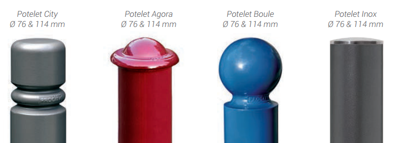 Potelet province peint sur zinc - Hauteur 1180 mm - Tube acier Ø76 ou Ø114 mm - Modèles City, Agora, Boule, Inox brossé_2