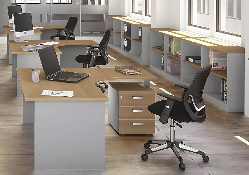 Bureau d'angle compact pied panneau avec caisson porteur So Vigo_2