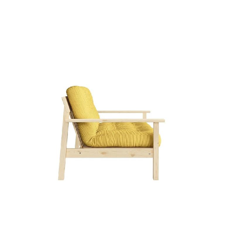 Canapé convertible futon UNWIND - Pin naturel - Coloris miel - 130 x 190 cm - Style scandinave_2