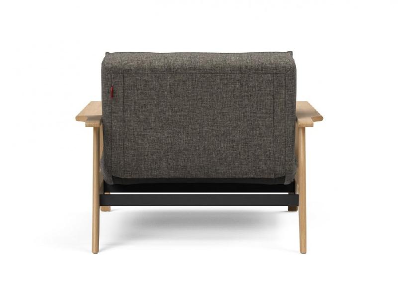Fauteuil design convertible lit Innovation Living Splitback Frej Flashtex Dark Grey - 90x115 cm - Accoudoirs chêne clair_2