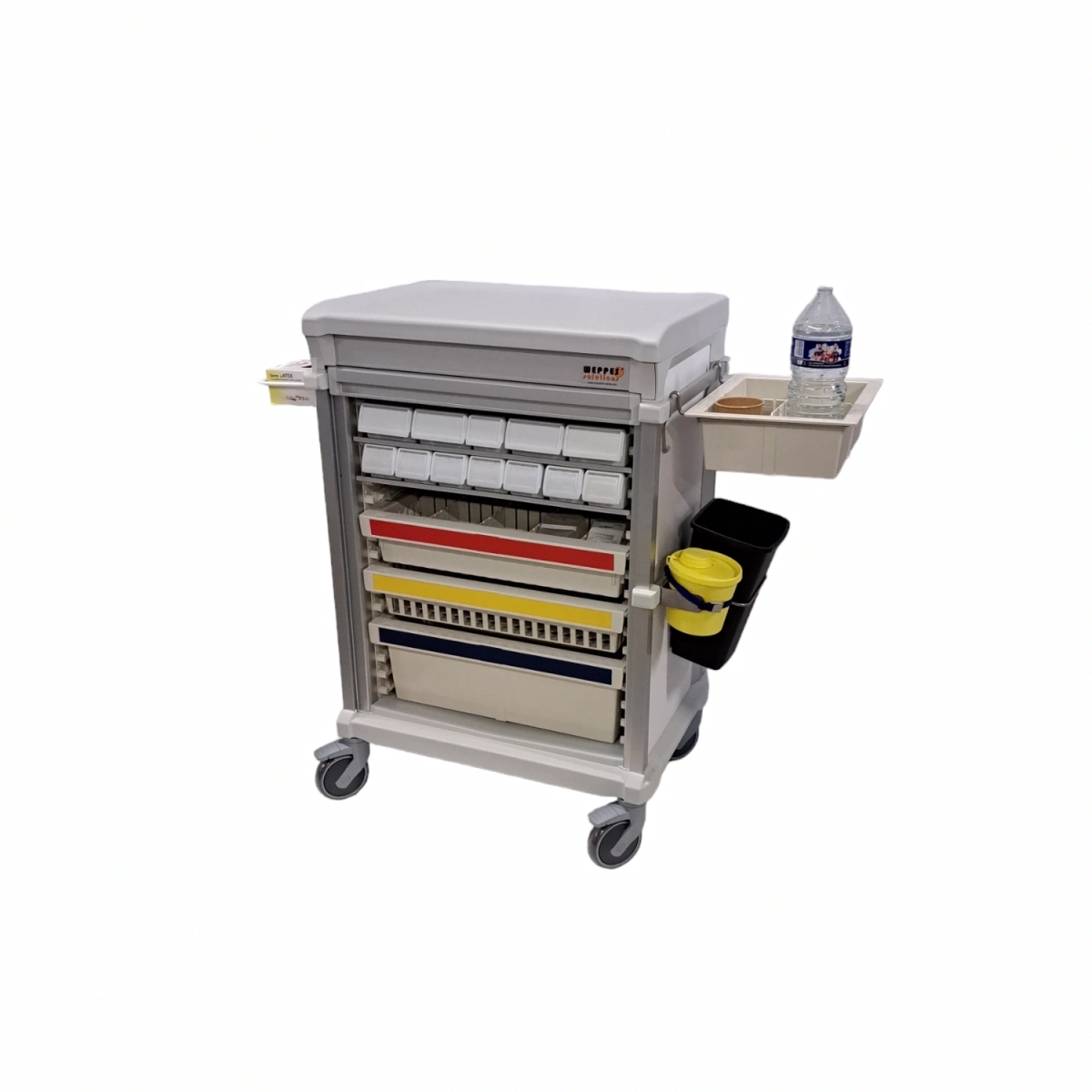 Chariot de soins modulaire, avec fermeture à rideau ergonomique pour le stockage des médicaments et fournitures médicales - WEECART_2