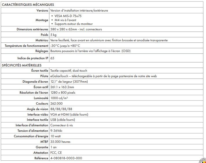 4-080818-0003-000 - Écran tactile 12 pouces - Alphatronics - Résolution 1920 x 1080 - Étanche avec HDMI_2