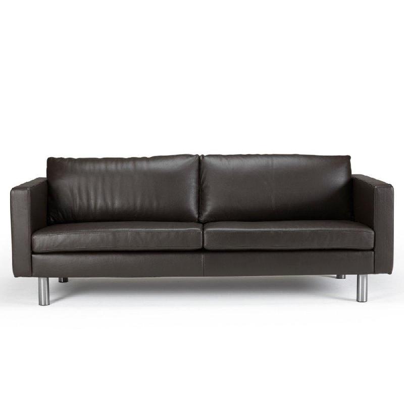 Canapé 3 places design scandinave Otto - cuir mocca de qualité Toledo - pieds en chêne - dimensions L208xH77xP84 cm_2