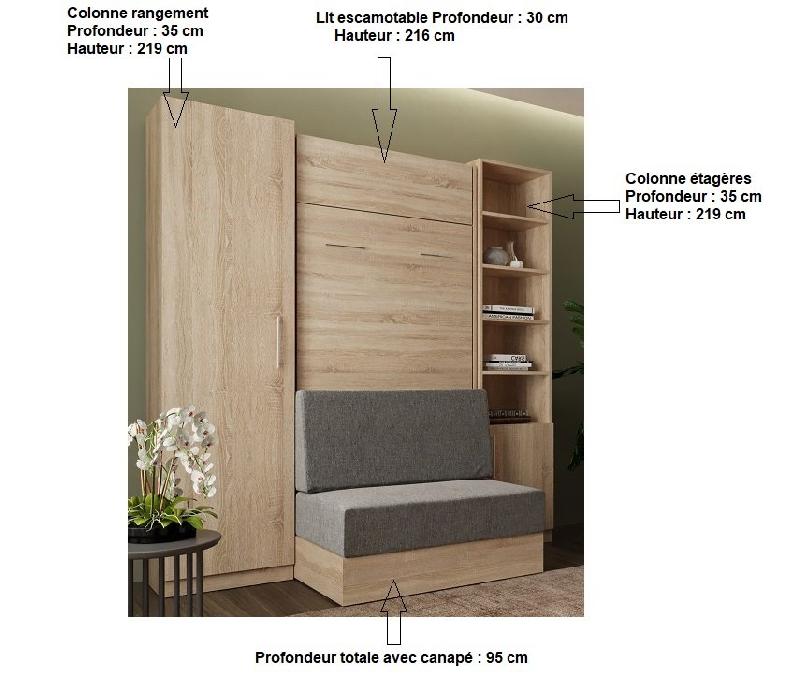 Composition lit escamotable chêne Dynamo Sofa - canapé intégré marron - couchage 90x200 cm - L201 cm_2