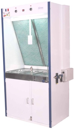 Double Labo DLP05 DUO : Laveur de pistolet et plan de travail - Ventilation 3600 m3/h - Plan de travail inox - Norme AFNOR T.35.013_2