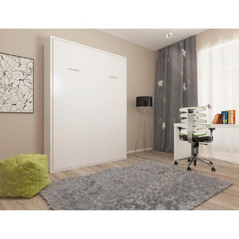 Armoire lit escamotable SMART-V2 blanc mat - couchage 160x200 cm - structure en mélaminé - fabrication européenne_2