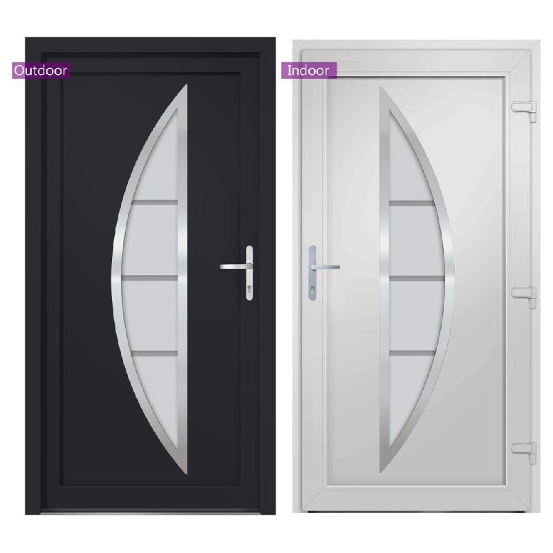 Vidaxl porte d'entrée anthracite 108x208 cm pvc 3187884_2