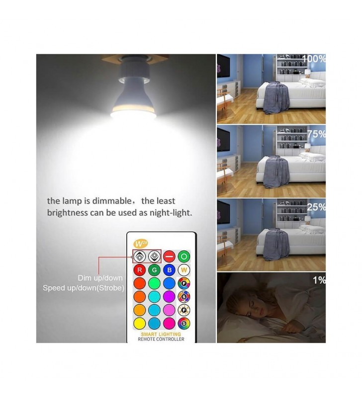 Ampoule GU10 LED - 5W - RGB + blanc avec télécommande 24 touches - réf R300851_2