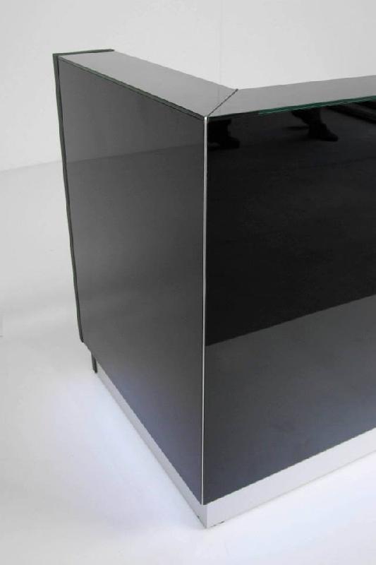 Banque d'accueil lumineuse en angle Linea avec accès bas - MDD - Droite, Sans, Noir_2