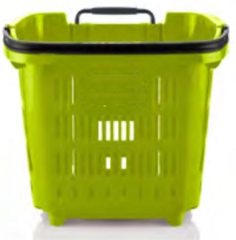 Panier libre service - 34 litres - Double anse extensible - Polypropylène - Bleu, vert, rouge_2