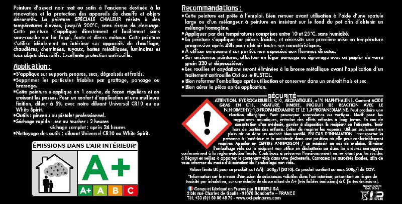 Peinture antirouille Oxytol OXI - Noir 0.25L - Résiste jusqu'à 600°C - Base solvantée_2