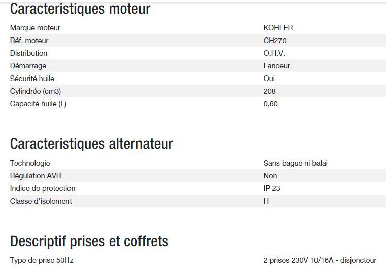 Perform 3000 groupe électrogène - Kohler - Gamme PERFORM - puissance max 2,80 kW - 230 V_2