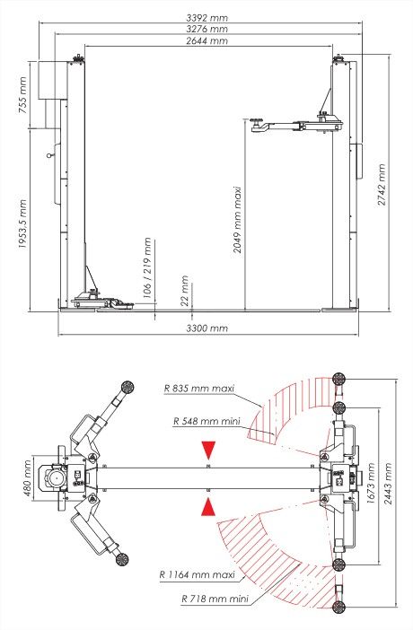 Pont élévateur robuste 3.2t pour garages