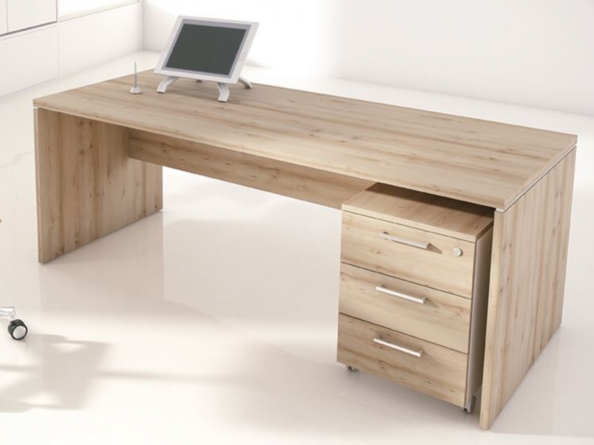 Bureau classique et design NEW PANO - Idéal pour le télétravail, avec finitions modernes et bois certifiés PEFC_2
