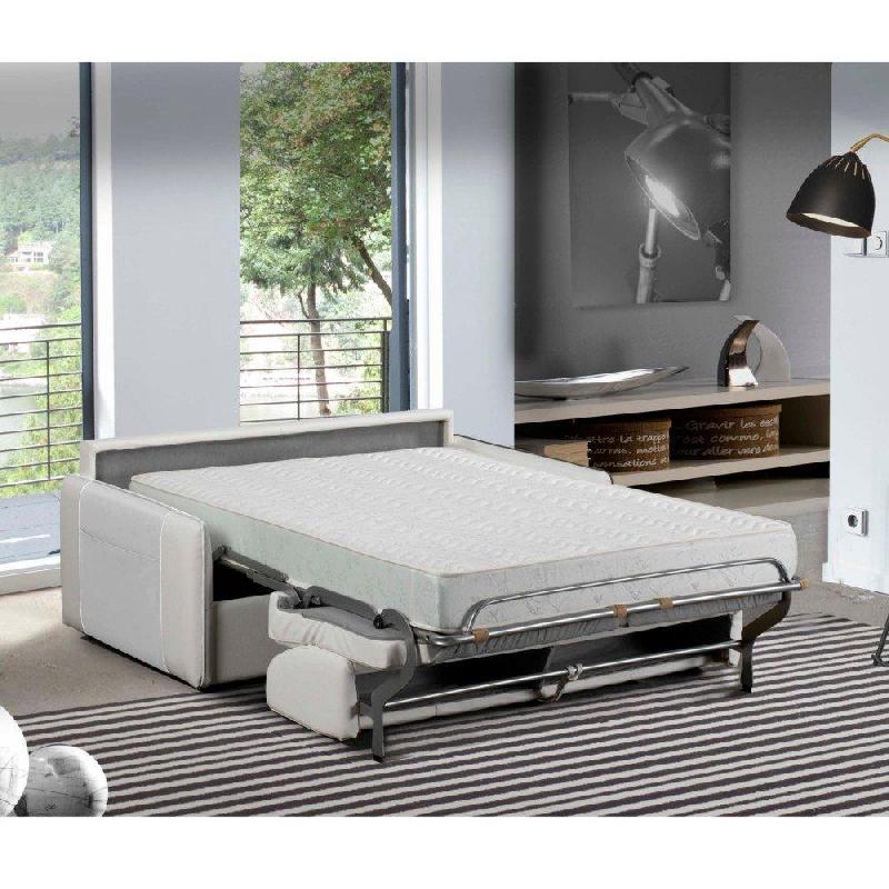Canapé convertible express Bali 120cm - Lattes Renatonisi - Matelas Bultex polyuréthane - Blanc cassé - 3 places_2