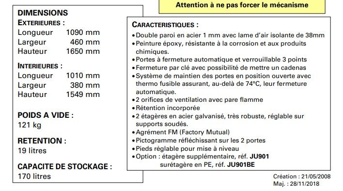 Armoire de sécurité pour produits inflammables  capacité 170 L - JU450 - DELAHAYE INDUSTRIES_2