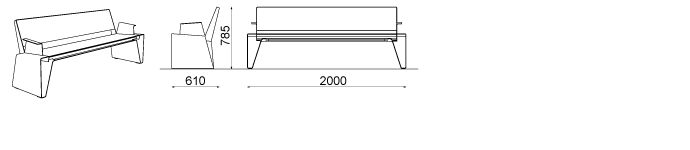 Banc connecté LRA491-05 - mmcité 1 a.S. - hauteur 785 mm, structure en acier plié, assise et dossier en HPL, accoudoirs_2