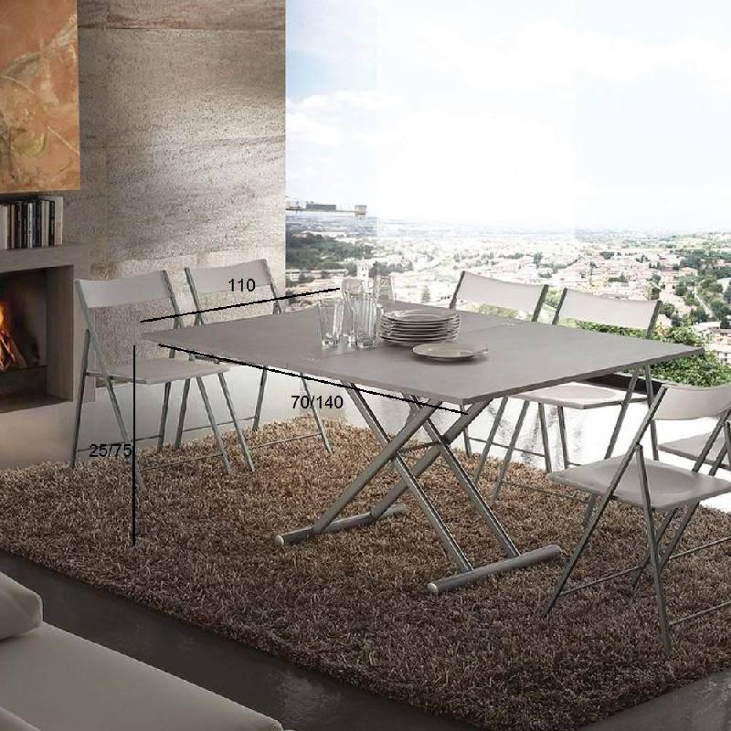 Table basse relevable extensible - Lift Wood gris béton 110 x 70 cm - plateau allonge intégré et hauteur ajustable_2