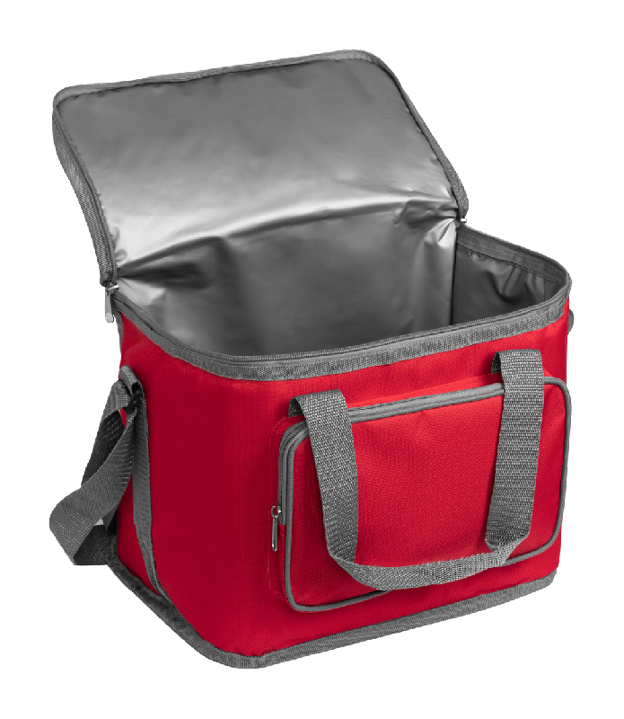 Sac isotherme zippé - bandoulière réglable et poche frontale - polyester 600D - rouge_2