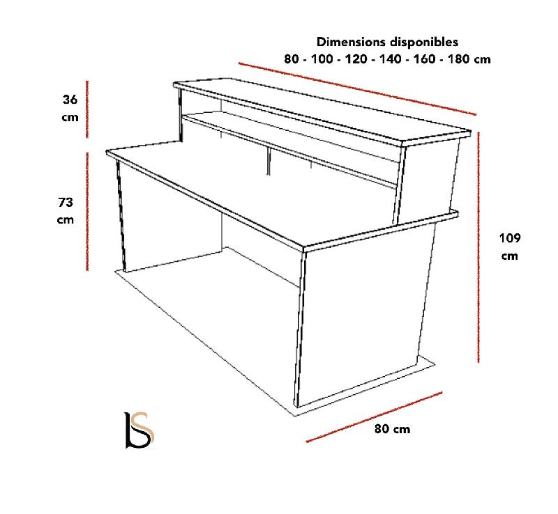 Bureau d'accueil Tono - Mobel Linea. - 80, Alu, Acacia clair_2