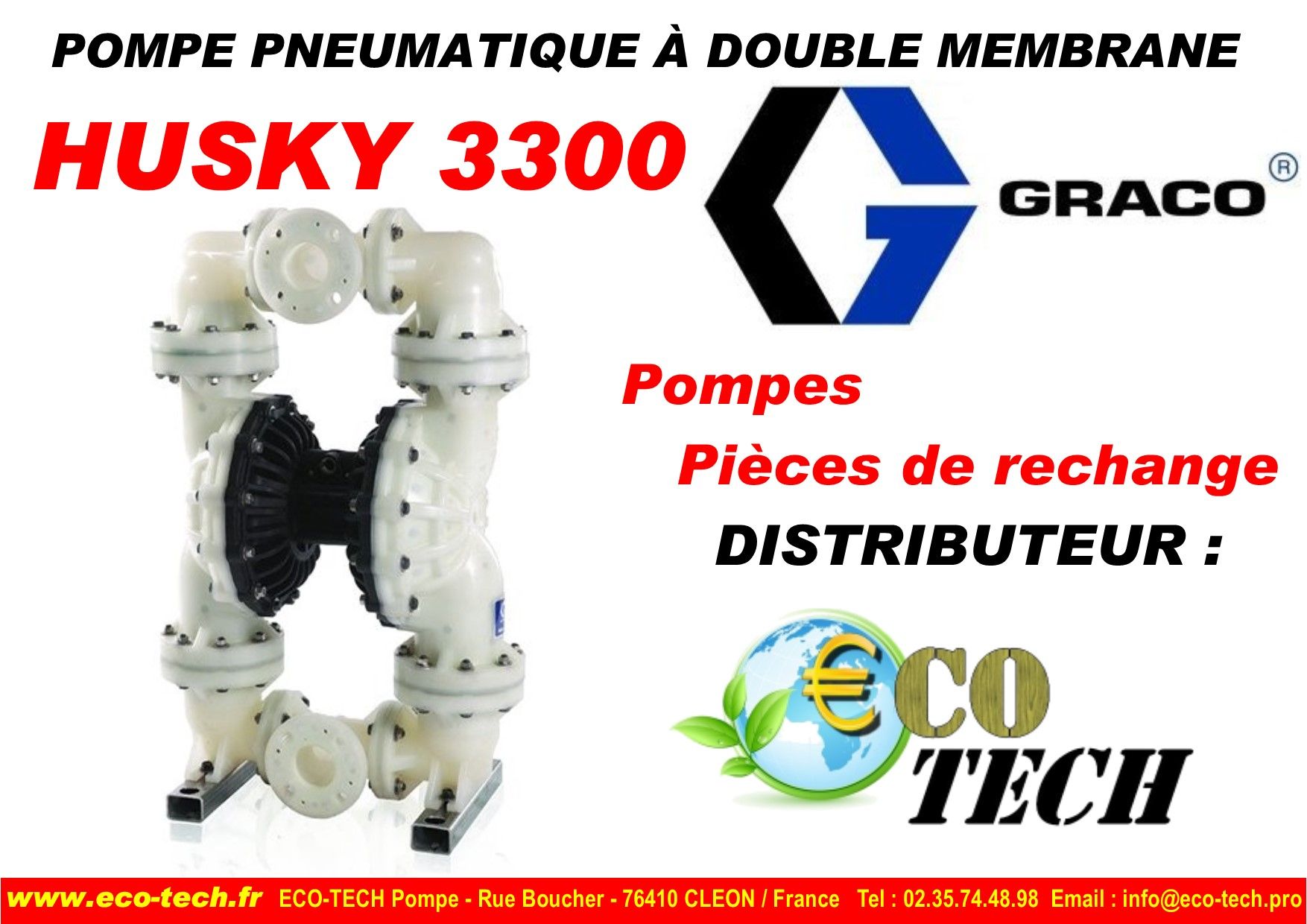 Graco husky 307 pompes pneumatiques à membrane dispo. En polypropylène et eacéta_2