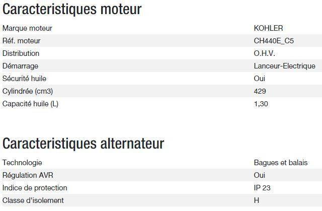 Technic 7500 TA AVR C5 - Groupe électrogène Kohler - Puissance max 6,50 kW - Gamme Technic_2