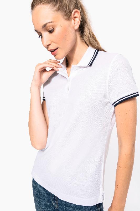 Polo femme manches courtes à liserés contrastés - Réf : K273 - 100% coton peigné, coupe ajustée, marque Kariban_2
