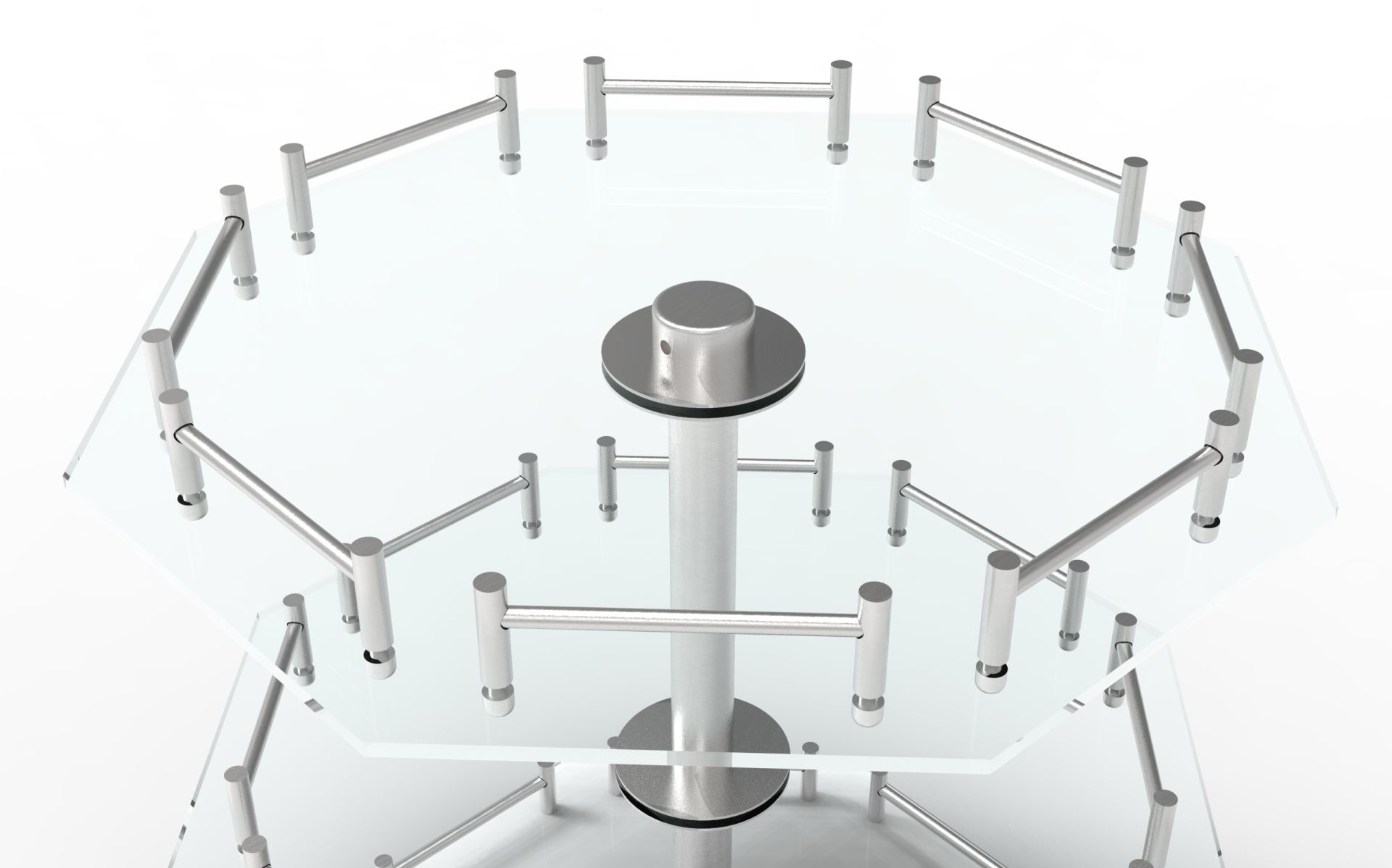 Présentoir pivotant octogonal pour flacons de matières premières en laboratoire cosmétique et parfumerie - design élégant et fonctionnel_2