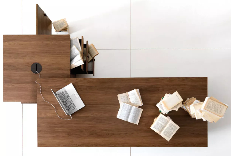 Bureau Exécutif design italien et meuble de service 2 caissons 3 tiroirs - 2 modules ouverts So Terra_2